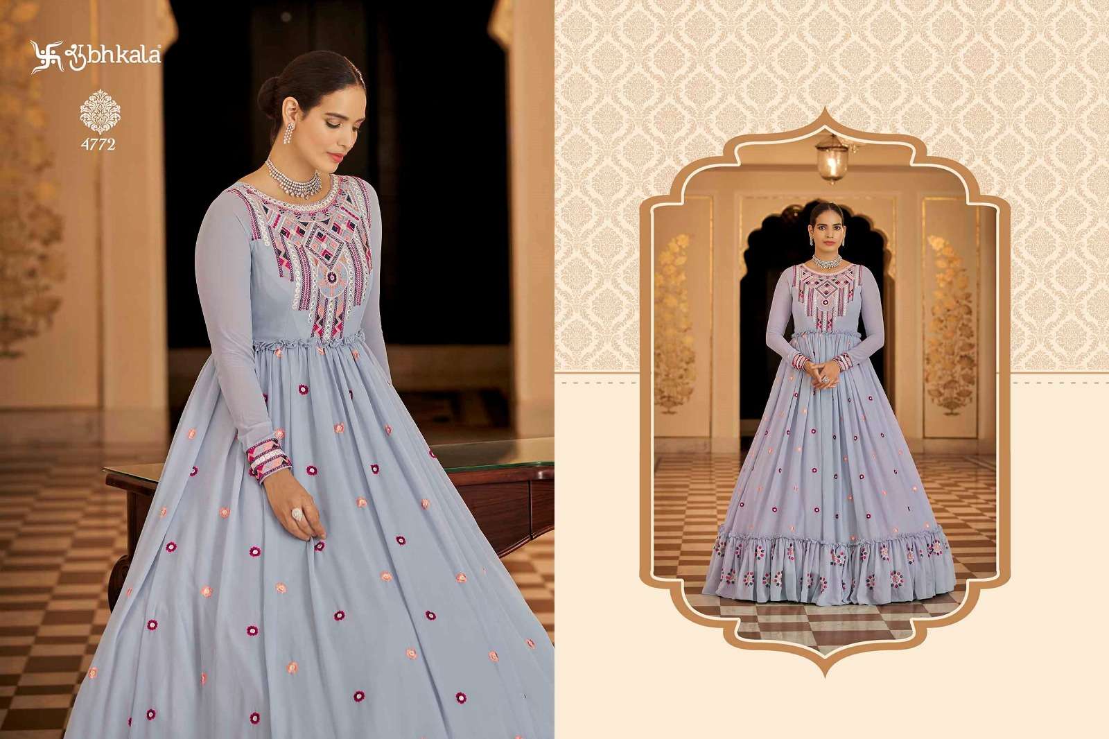FLORY VOL. 23 Sequince Embroidered Work Anarkali Gown Kurti Wholesale catalog