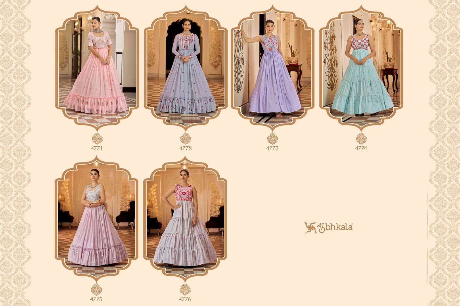 FLORY VOL. 23 Sequince Embroidered Work Anarkali Gown Kurti Wholesale catalog