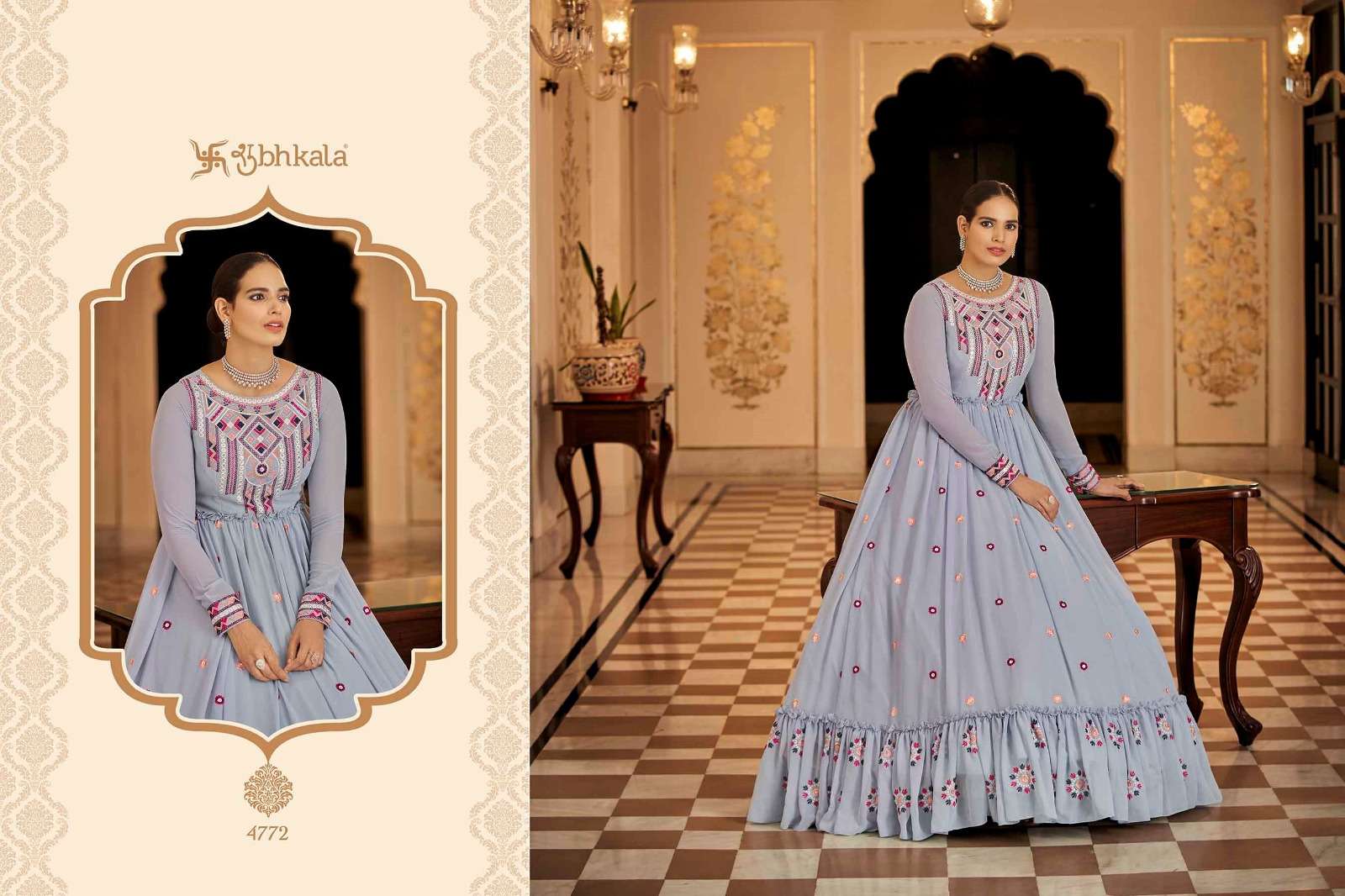 FLORY VOL. 23 Sequince Embroidered Work Anarkali Gown Kurti Wholesale catalog