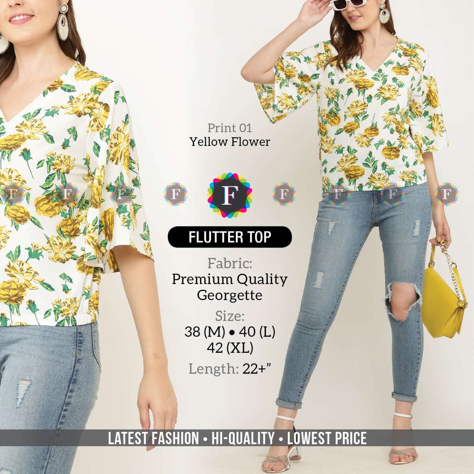 Flutter Top Premium Soft Georgette Western Wear Wholesale catalog