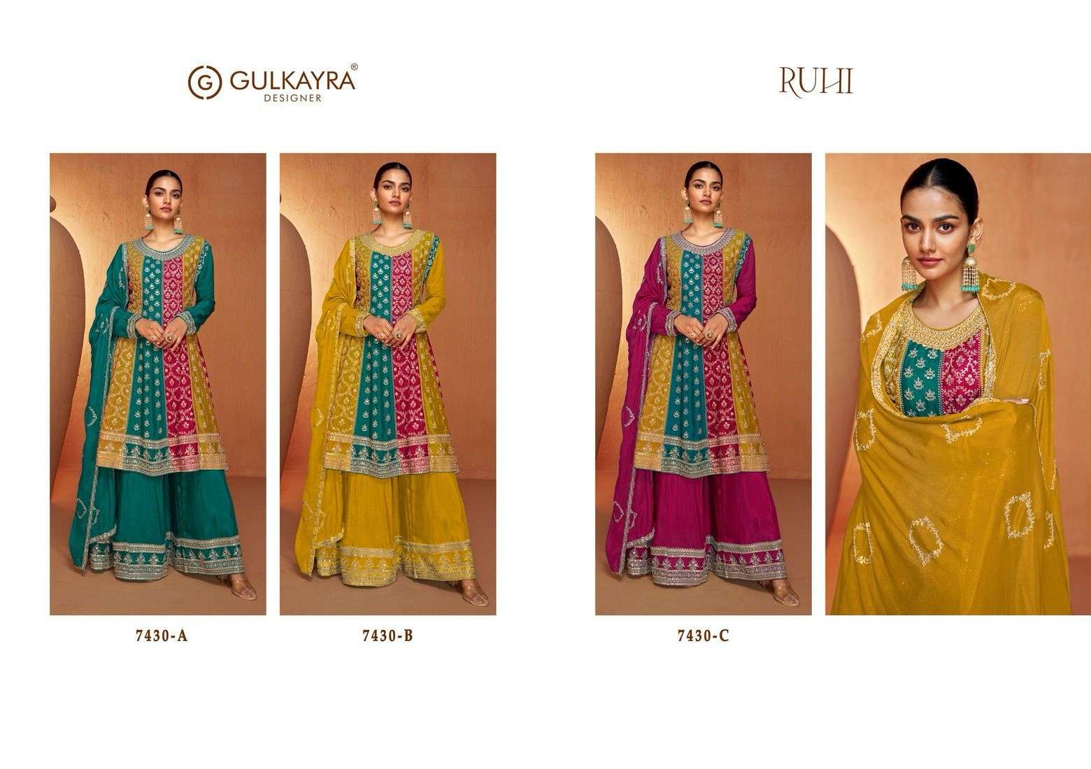 Gulkayra Designer Ruhi Real Chinnon Designer Salwar Suit Wholesale catalog