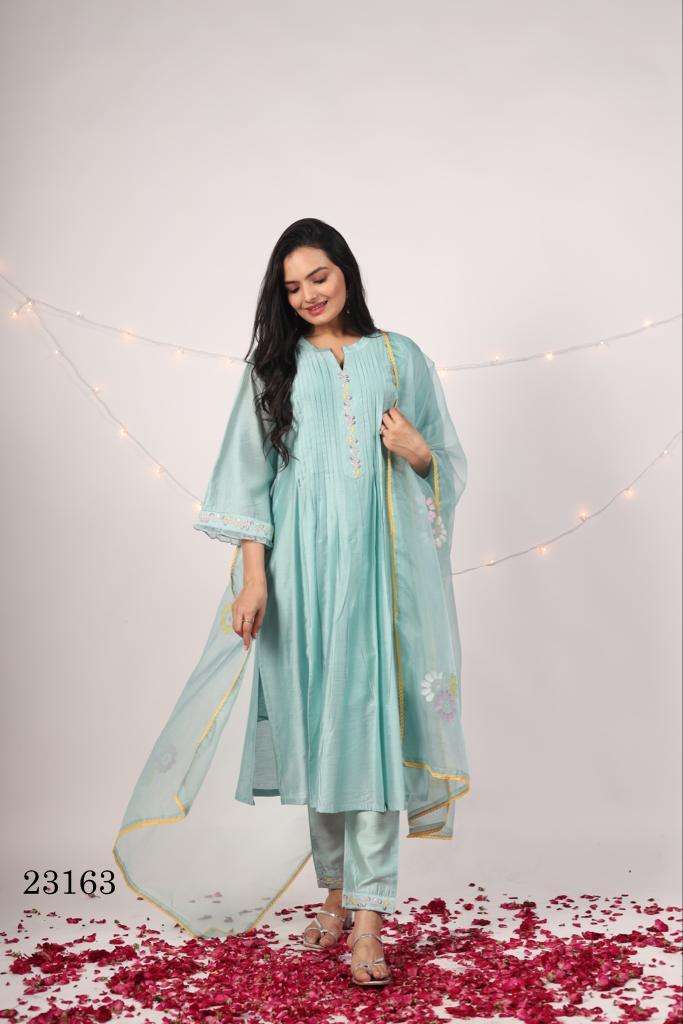 Indira 23163 Chanderi Viscose Kurti With Bottom Dupatta Wholesale catalog