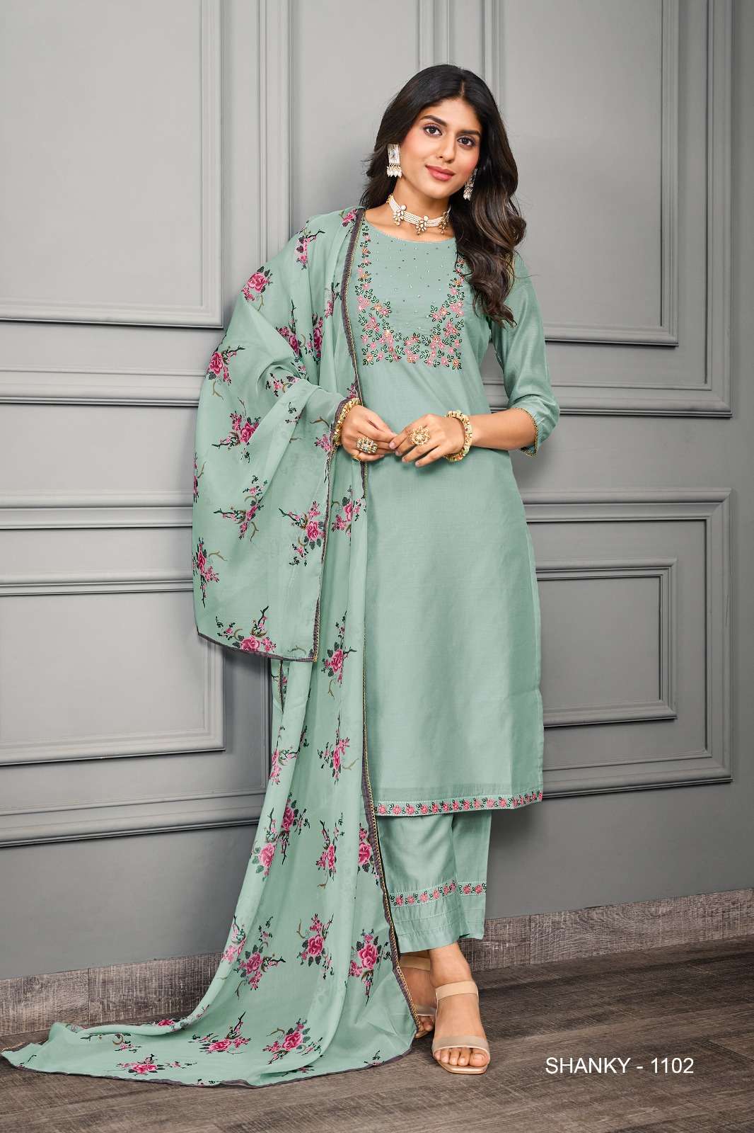 Jivora Shanky Premium Silky Cotton Kurti Bottom With Dupatta Wholesale catalog