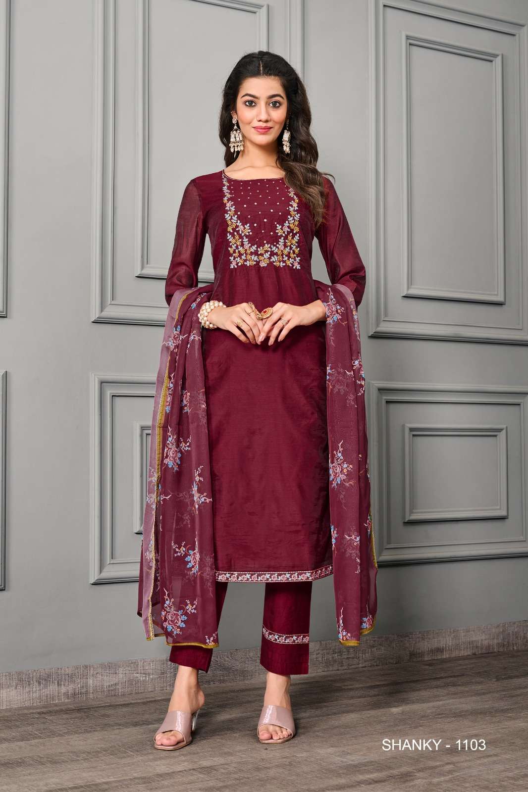 Jivora Shanky Premium Silky Cotton Kurti Bottom With Dupatta Wholesale catalog