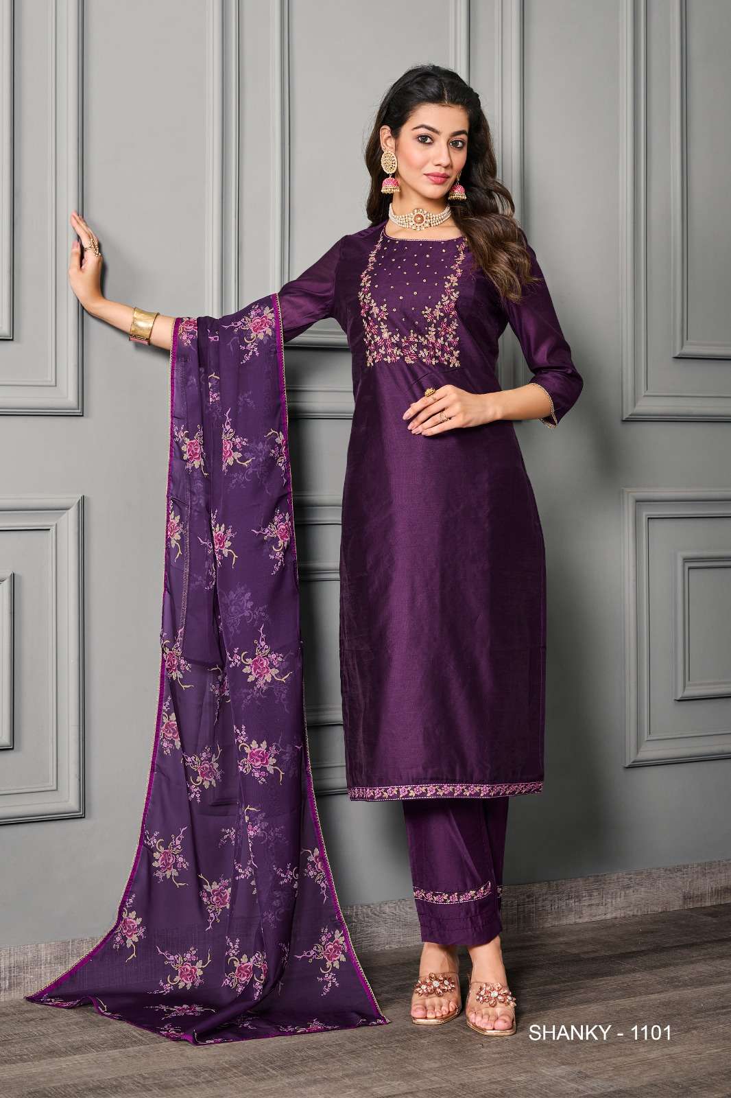 Jivora Shanky Premium Silky Cotton Kurti Bottom With Dupatta Wholesale catalog