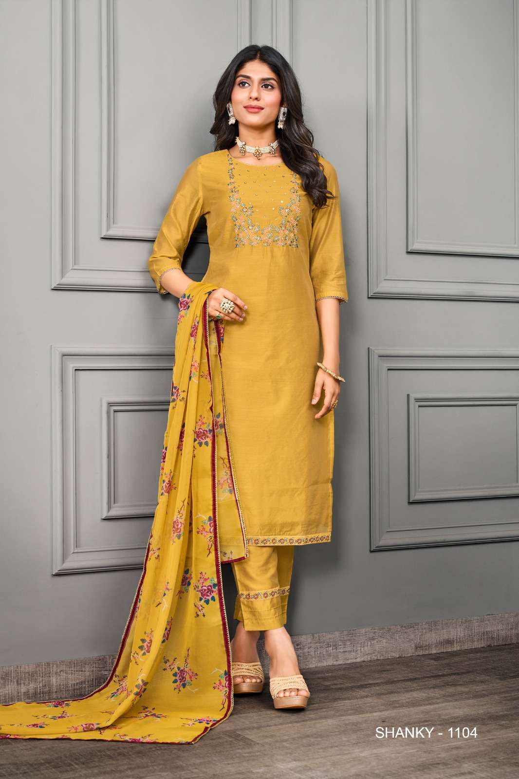 Jivora Shanky Premium Silky Cotton Kurti Bottom With Dupatta Wholesale catalog