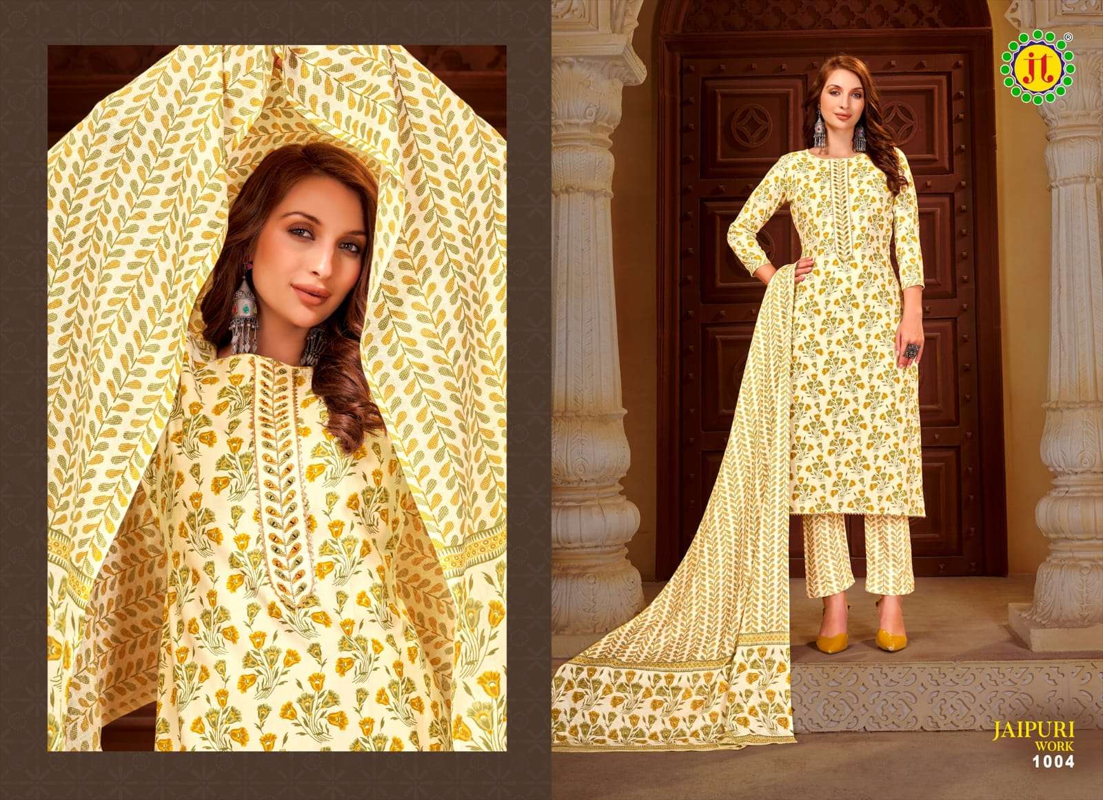 Jt Jaipuri Work Rayon Embroidery Dress Material Wholesale catalog