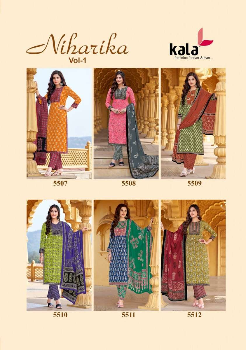 Kala Niharika Vol-1 – Kurti Pant With Dupatta -Wholesale Catalog