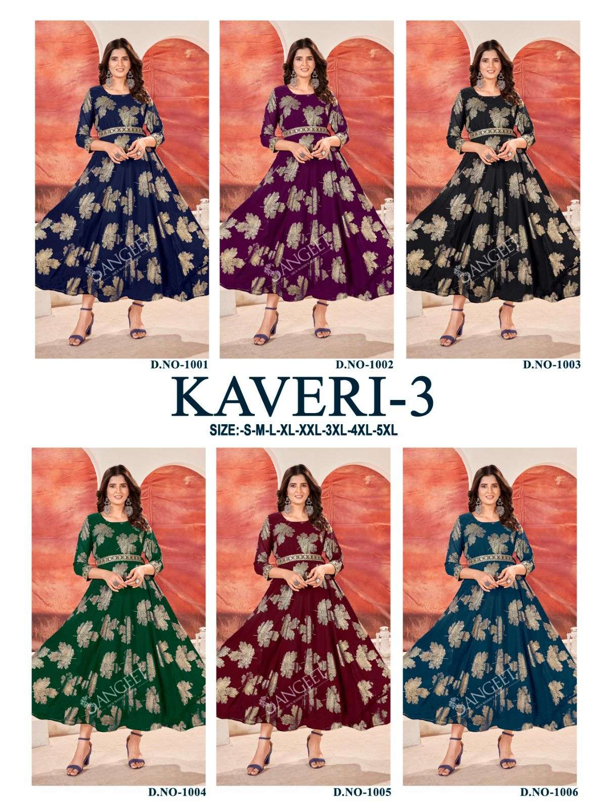 KAVERI-3 FAUX GEORGETTE FOIL GOLD PRINT Kurti Wholesale catalog