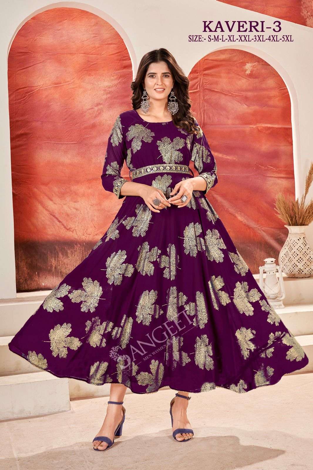 KAVERI-3 FAUX GEORGETTE FOIL GOLD PRINT Kurti Wholesale catalog