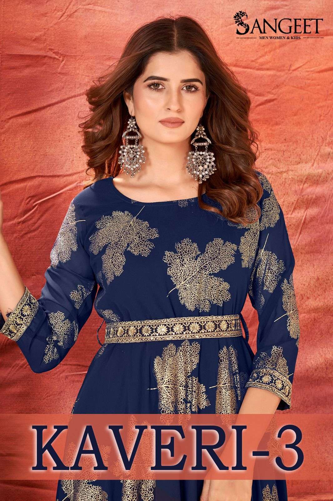 KAVERI-3 FAUX GEORGETTE FOIL GOLD PRINT Kurti Wholesale catalog