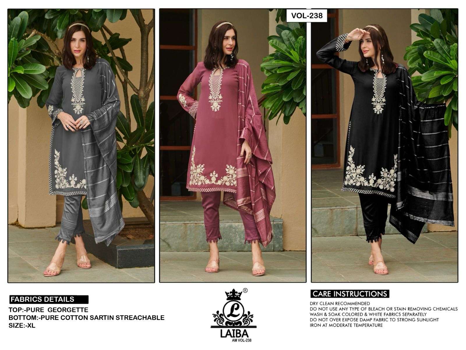 Laiba Am Vol 238 Pure Georgette Designer Pakistani Suits Wholesale catalog