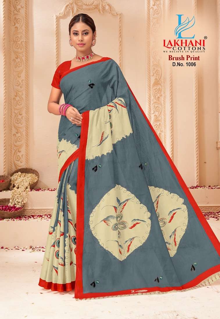 Lakhani Brush Print Cotton Saree Wholesale Catalog