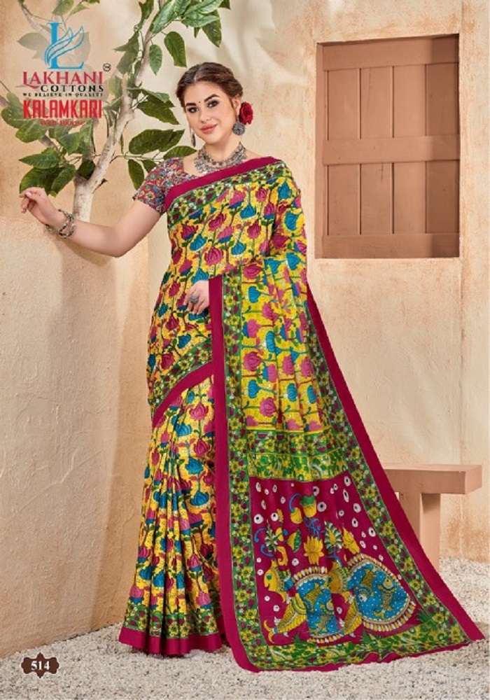 Lakhani Kalamkari Vol-5 -Cotton Saree -Wholesale Catalog