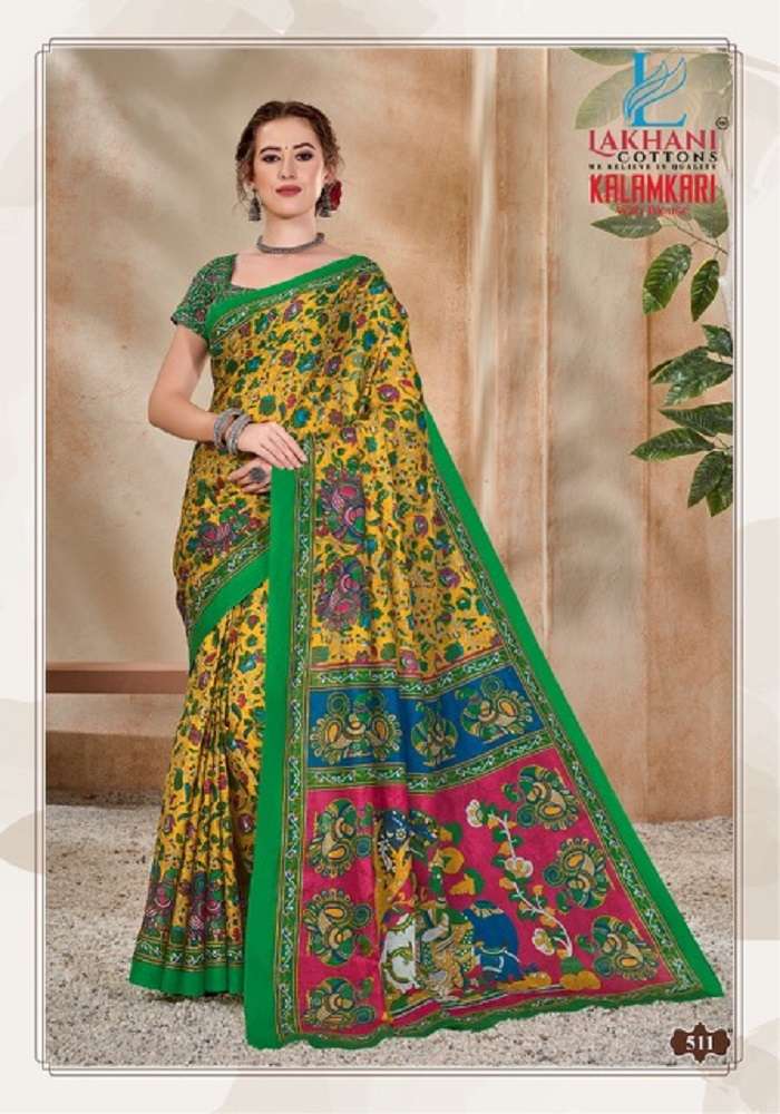 Lakhani Kalamkari Vol-5 -Cotton Saree -Wholesale Catalog