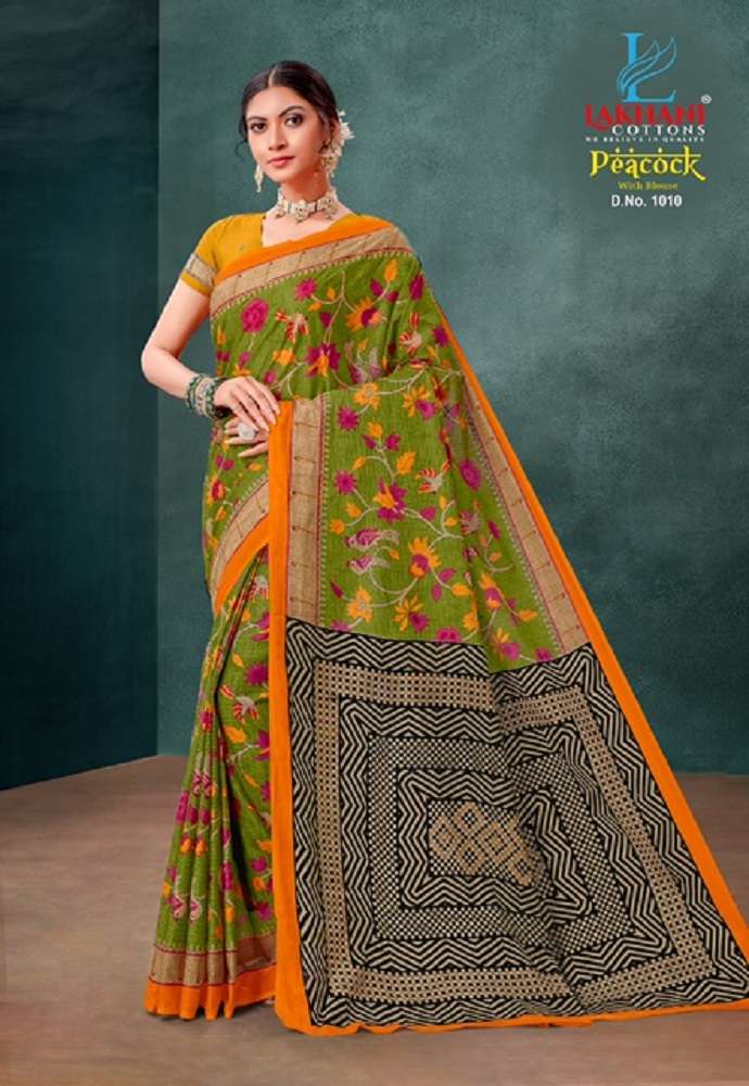 Lakhani Peacock -Cotton Saree -Wholeslae Catalog
