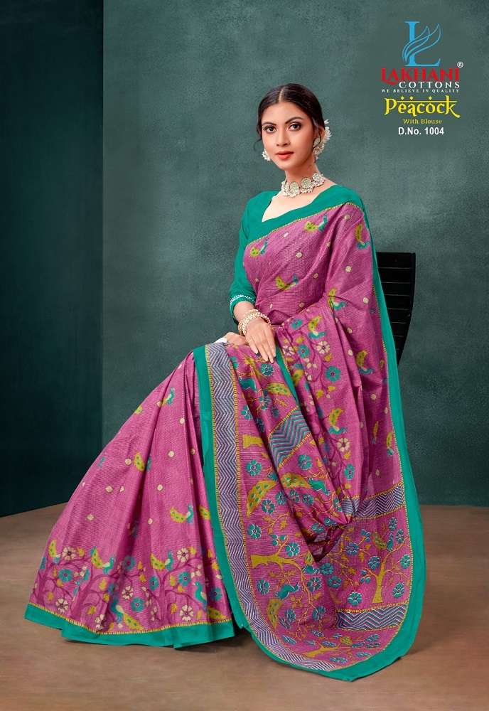Lakhani Peacock -Cotton Saree -Wholeslae Catalog