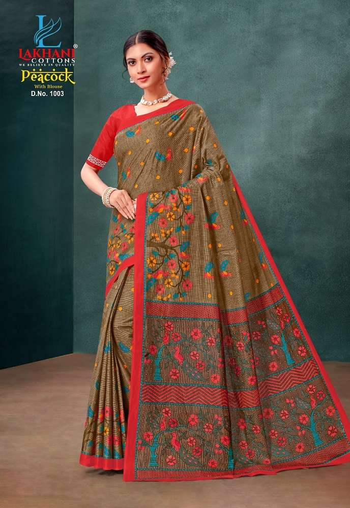 Lakhani Peacock -Cotton Saree -Wholeslae Catalog