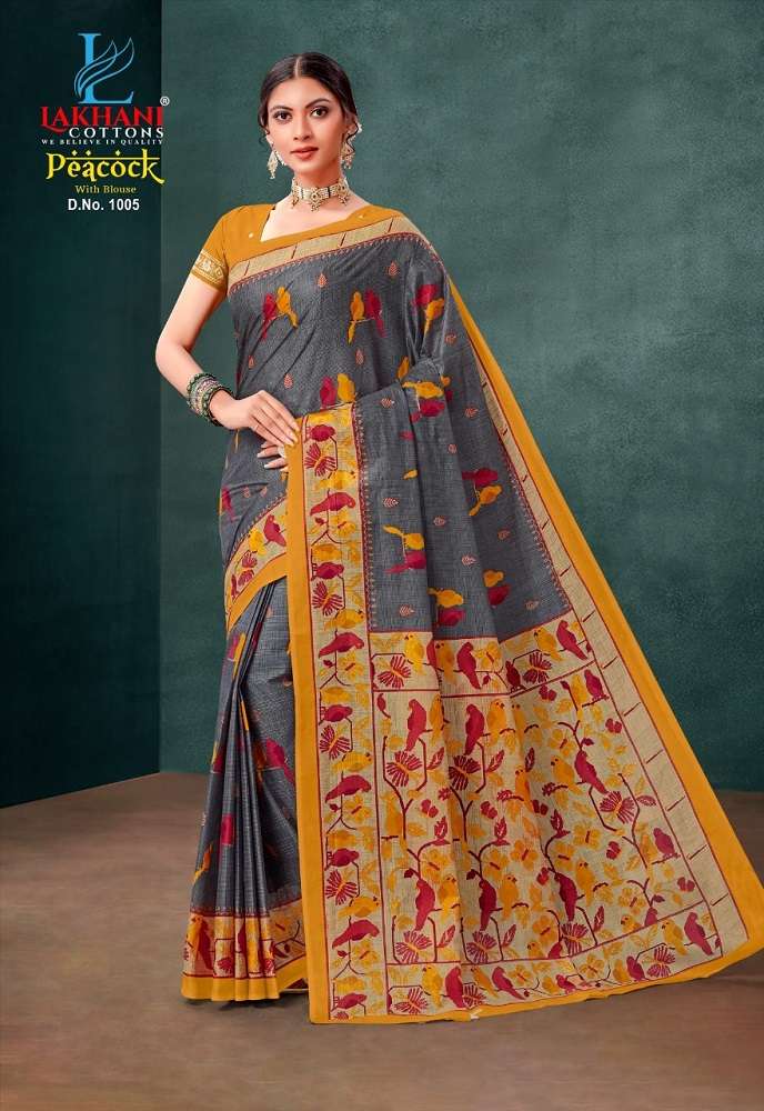 Lakhani Peacock -Cotton Saree -Wholeslae Catalog