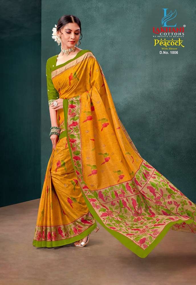 Lakhani Peacock -Cotton Saree -Wholeslae Catalog