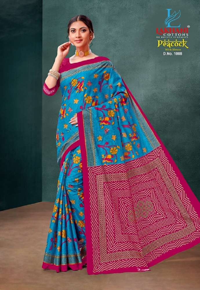 Lakhani Peacock -Cotton Saree -Wholeslae Catalog
