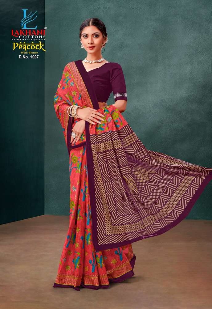 Lakhani Peacock -Cotton Saree -Wholeslae Catalog