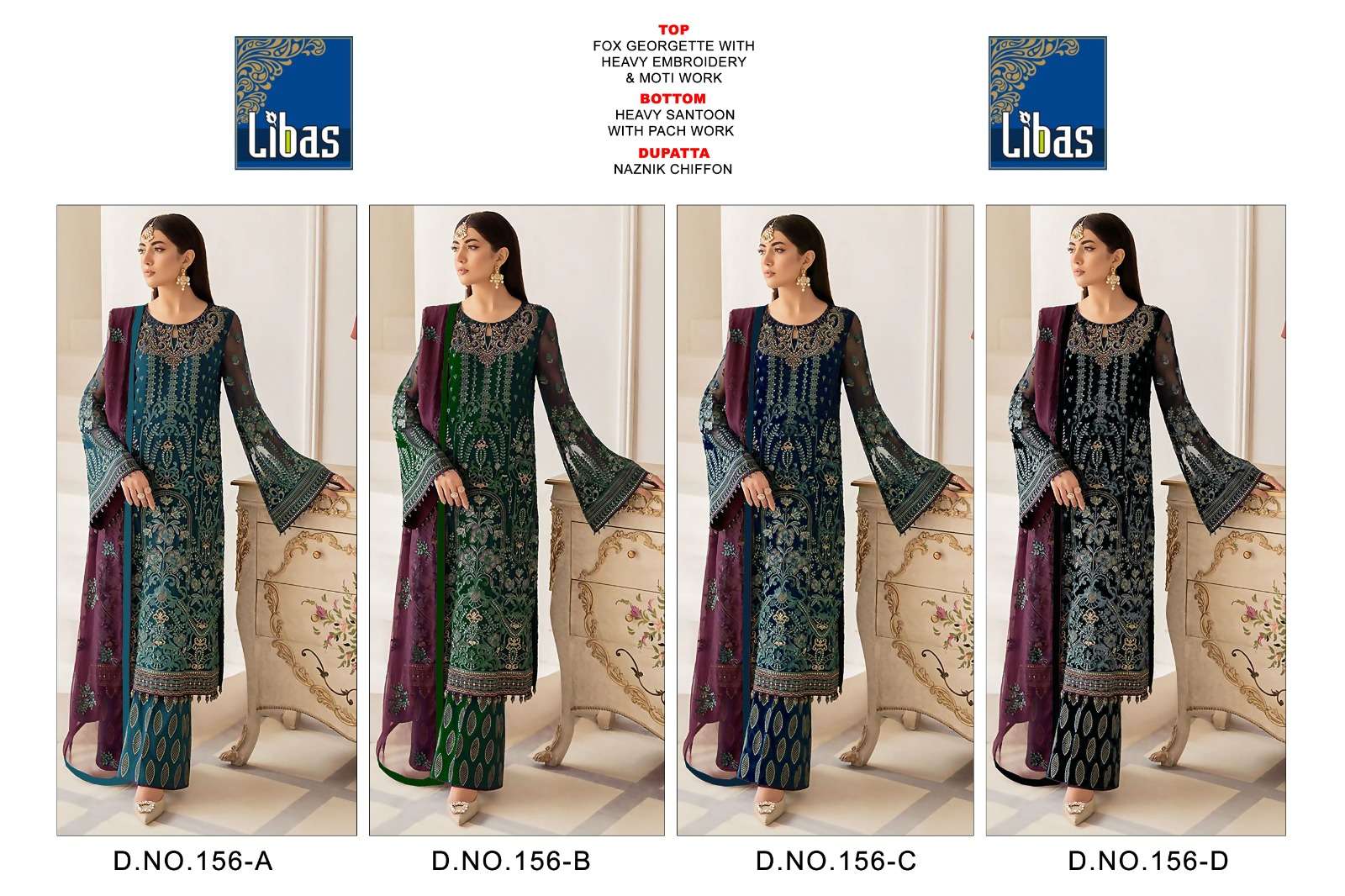 Libas 156 Faux Georgette Embroidered Pakistani Suits Wholesale catalog