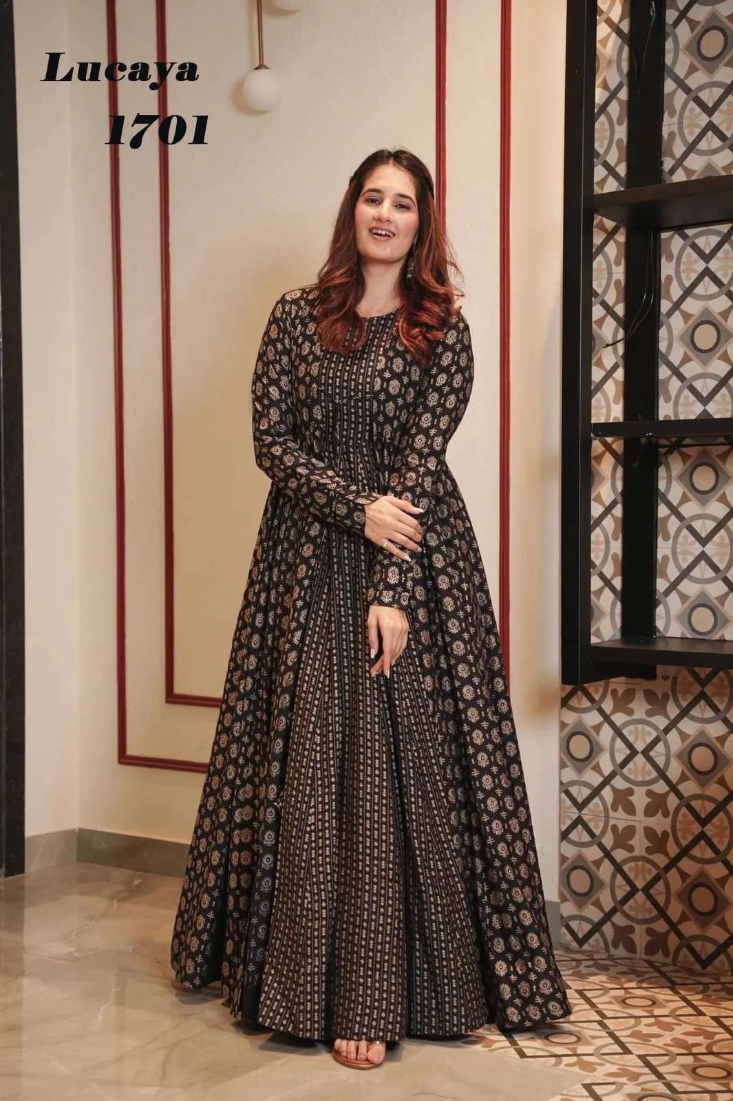 Lucaya Vol 17 presents this stunning fancy 2pcs beautiful printed shrug with gown Kurti Wholesale catalog