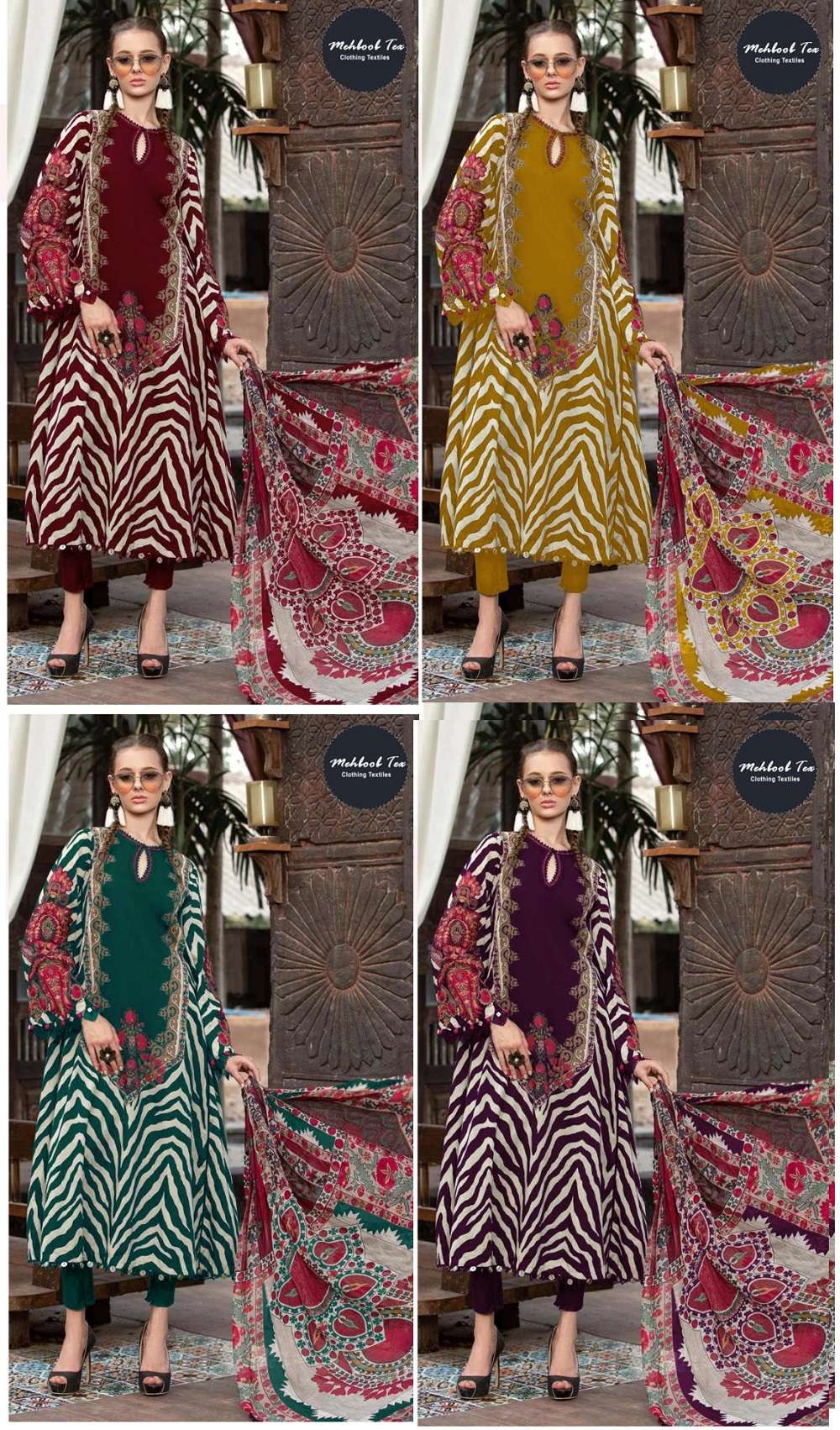 Mehbbob Tex 1163 Cotton Dupatta Pakistani salwar Suits Wholesale catalog