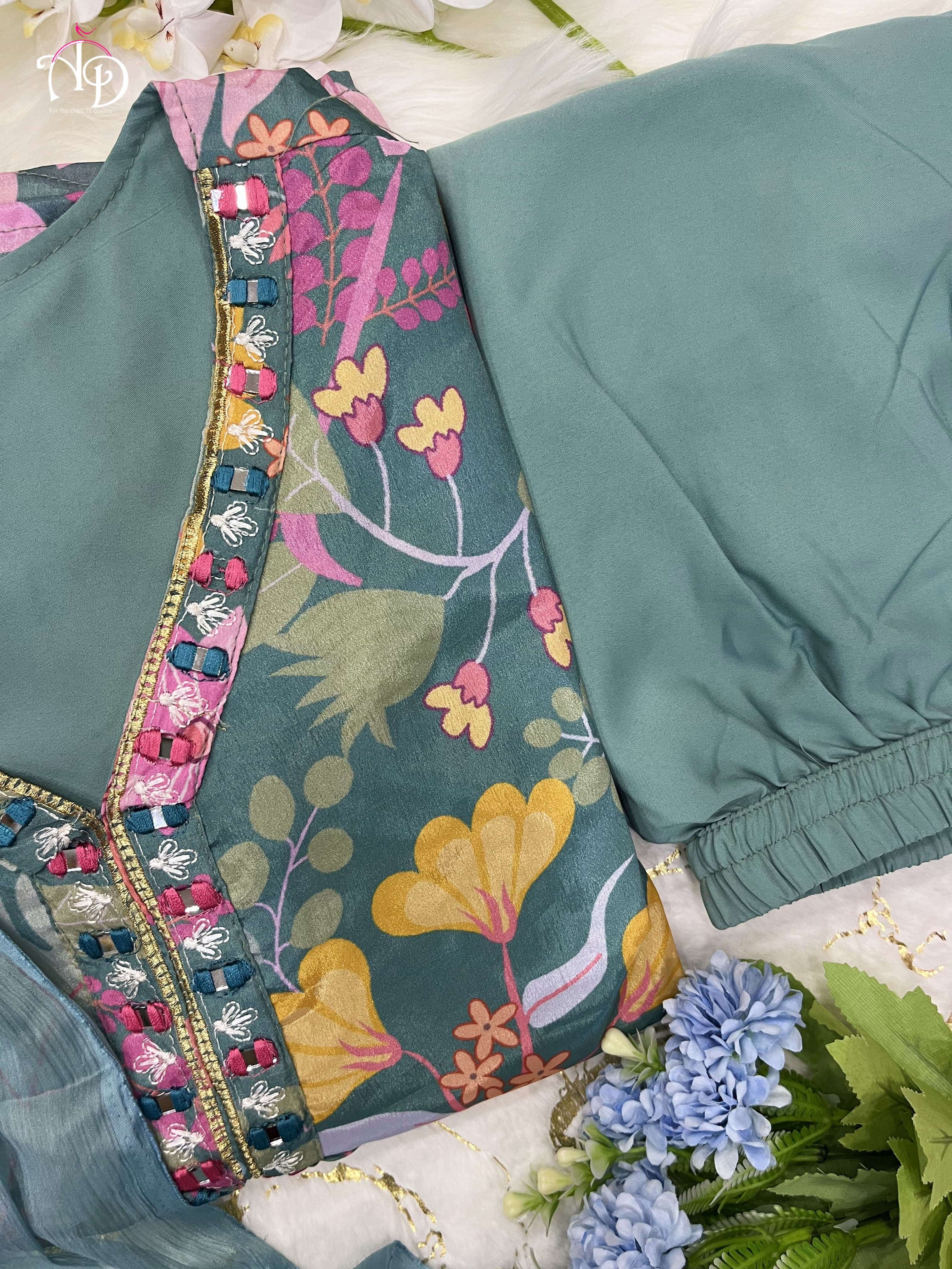 Mehera Green Chinnon Alia Cut Kurti Wholesale catalog