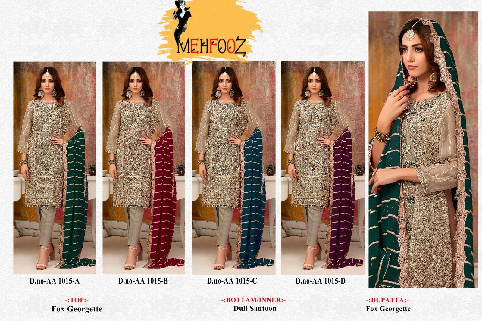 Mehfooz Aa 1015 Faux Gergette Pakistani Suits Wholesale catalog