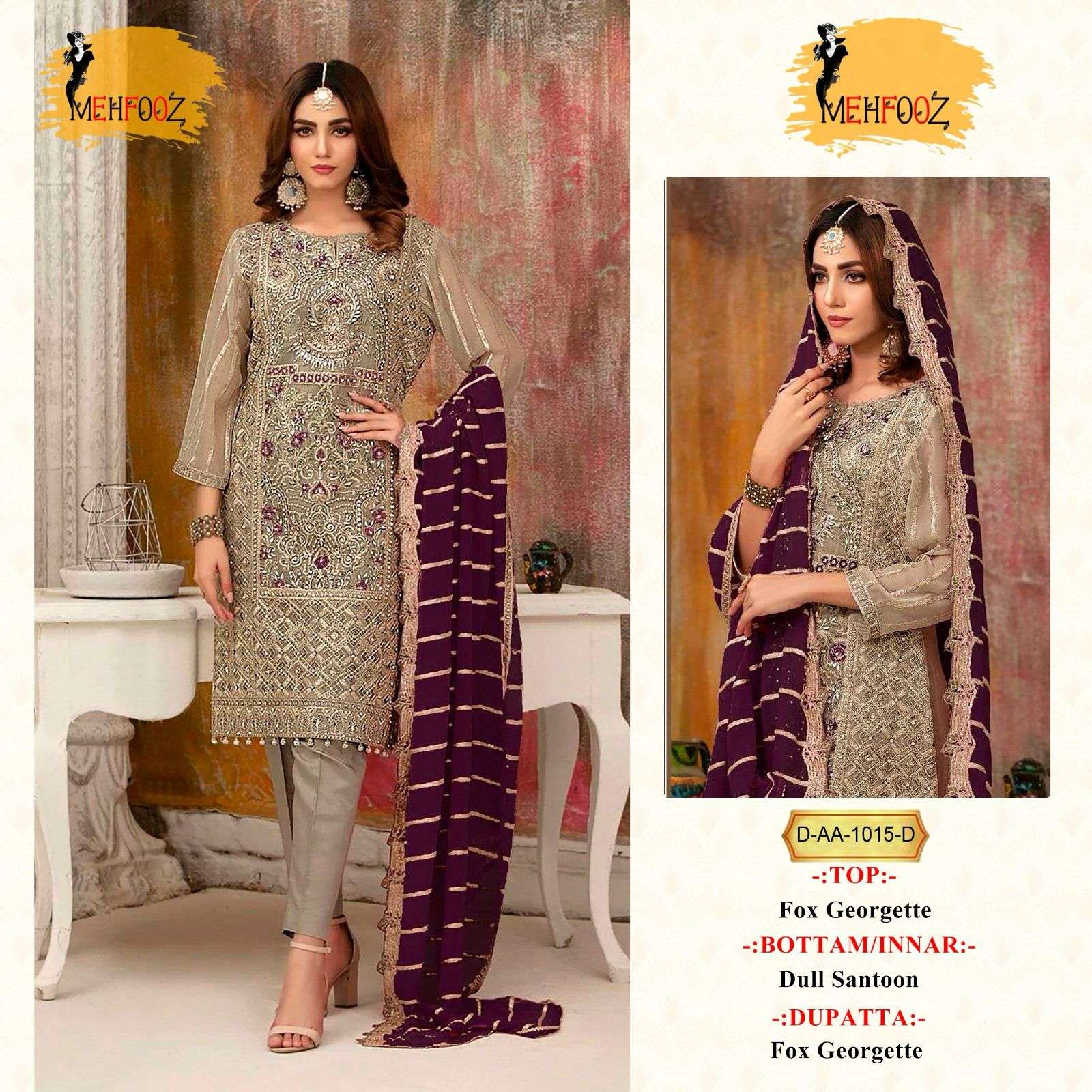 Mehfooz Aa 1015 Faux Gergette Pakistani Suits Wholesale catalog