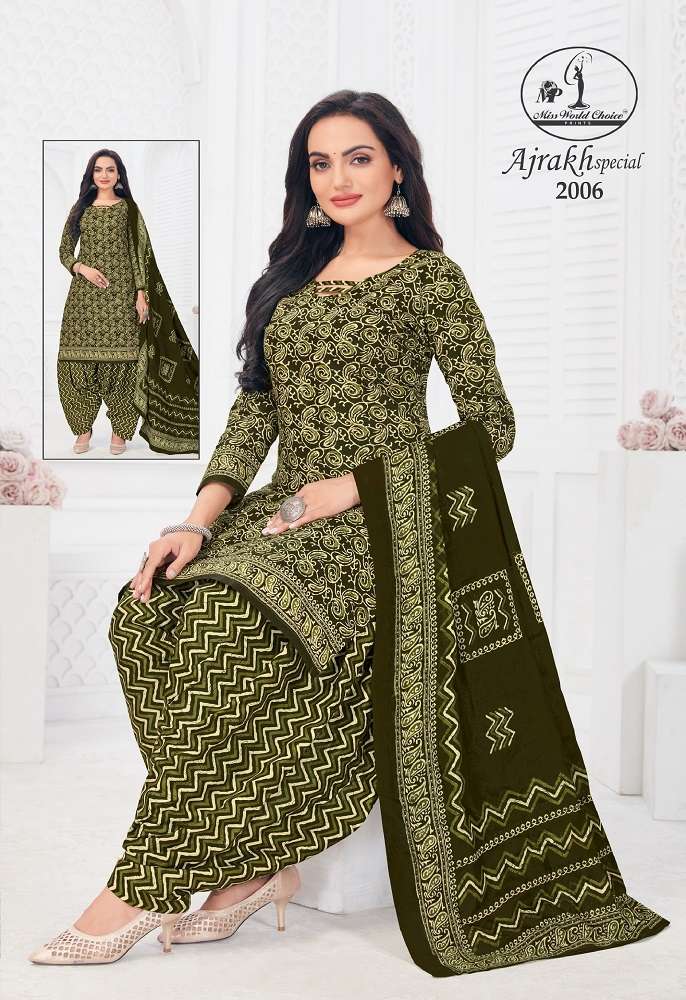 Miss World Ajrakh Special Vol-2 -Dress Material -Wholesale Catalog