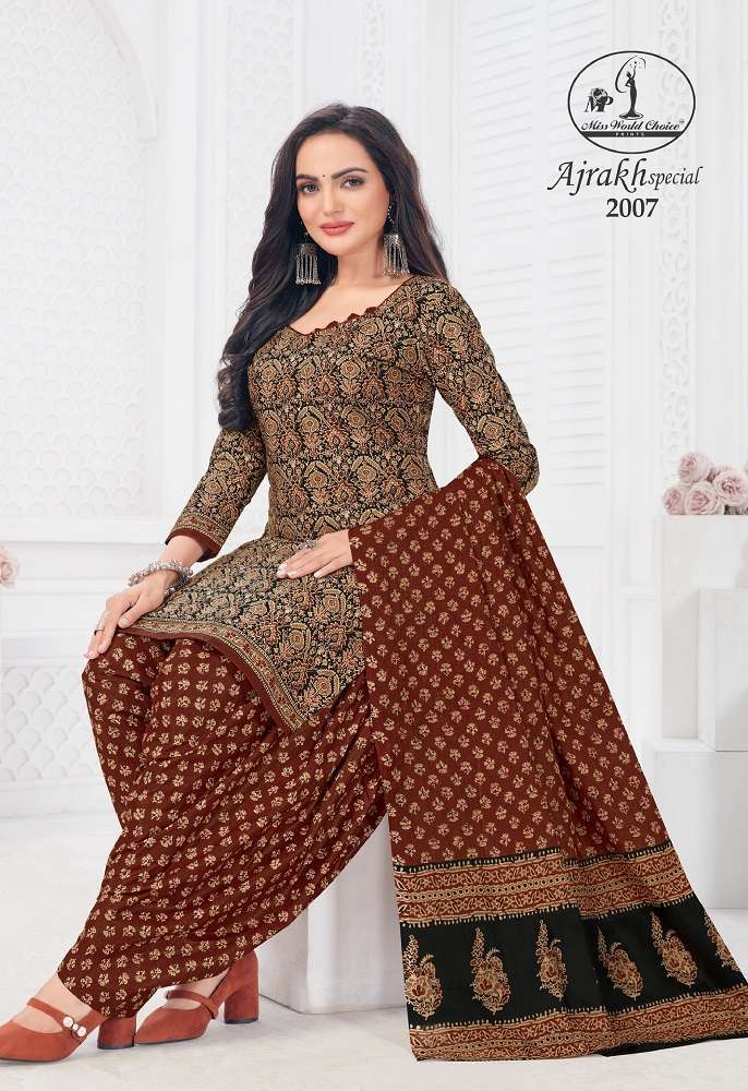 Miss World Ajrakh Special Vol-2 -Dress Material -Wholesale Catalog