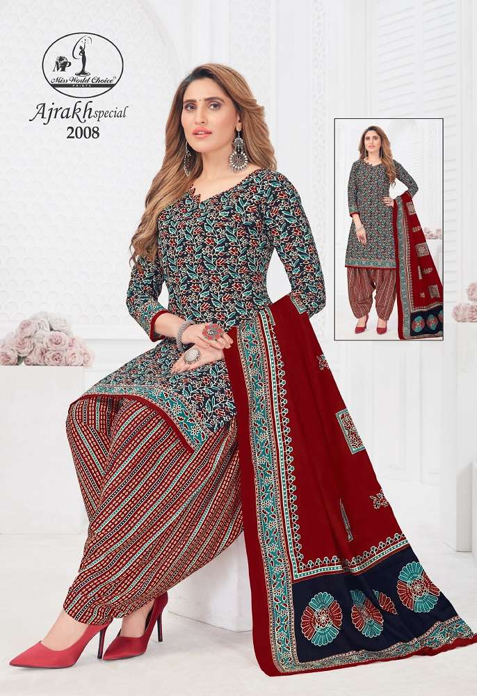 Miss World Ajrakh Special Vol-2 -Dress Material -Wholesale Catalog