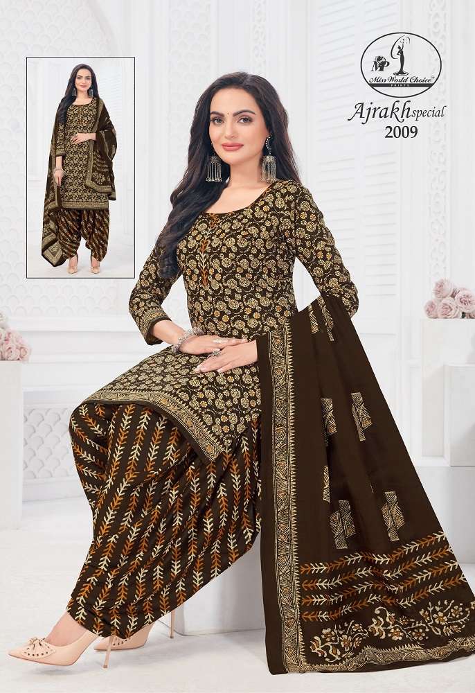 Miss World Ajrakh Special Vol-2 -Dress Material -Wholesale Catalog