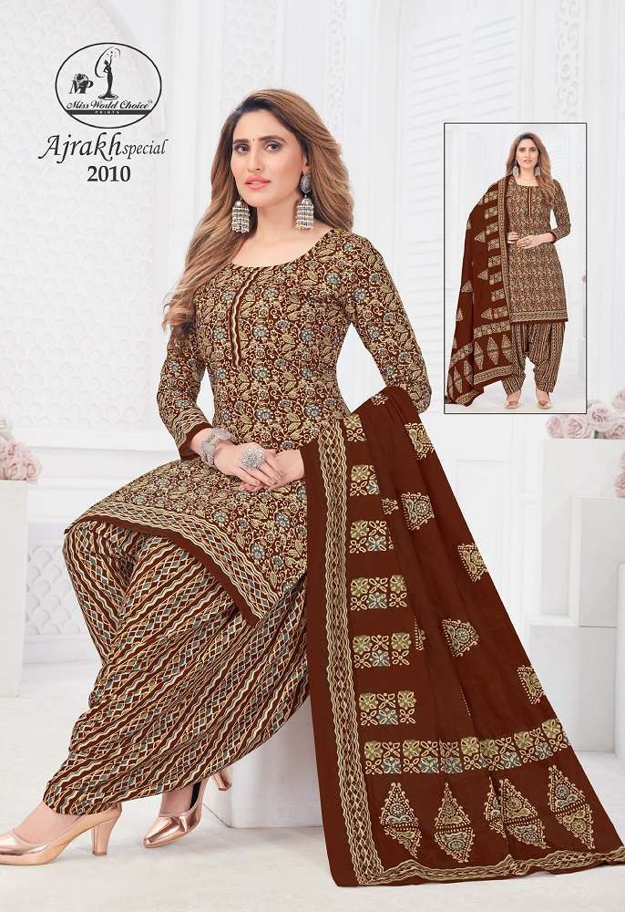 Miss World Ajrakh Special Vol-2 -Dress Material -Wholesale Catalog