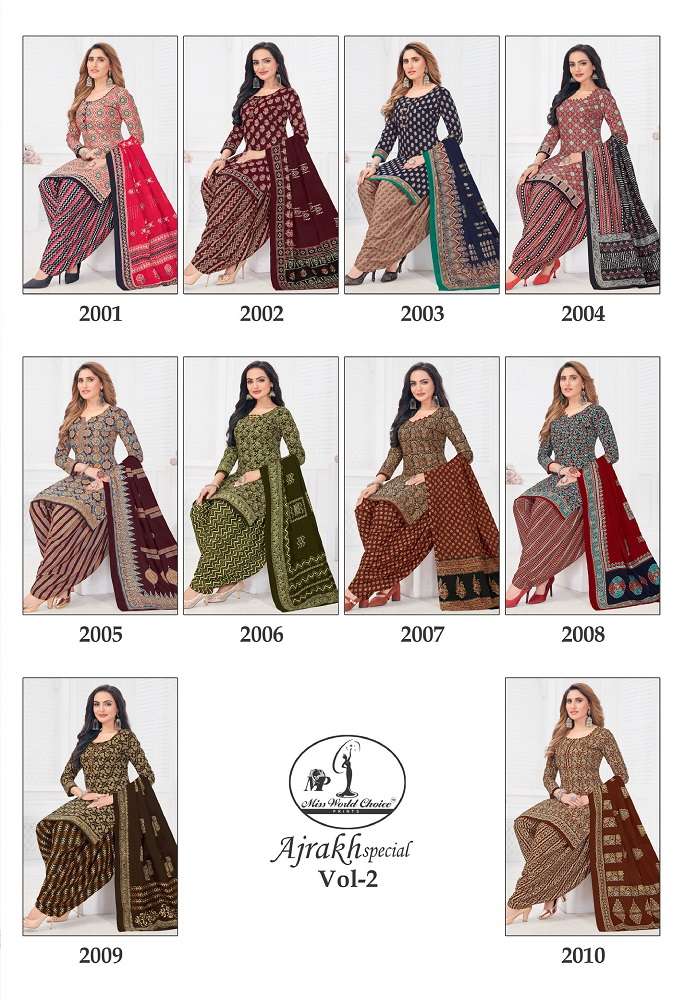 Miss World Ajrakh Special Vol-2 -Dress Material -Wholesale Catalog