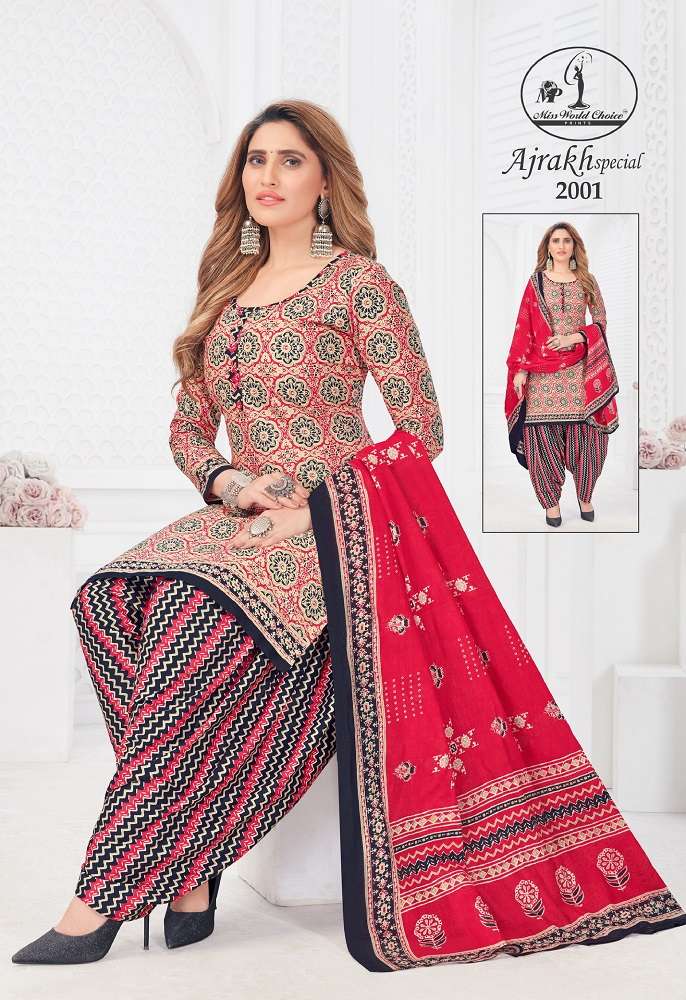 Miss World Ajrakh Special Vol-2 -Dress Material -Wholesale Catalog