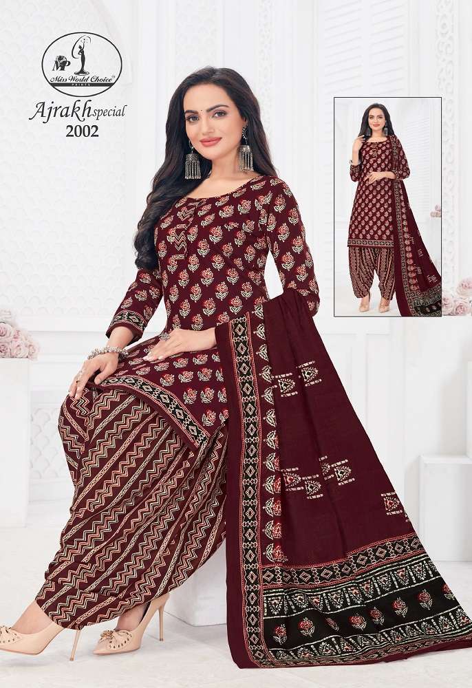 Miss World Ajrakh Special Vol-2 -Dress Material -Wholesale Catalog