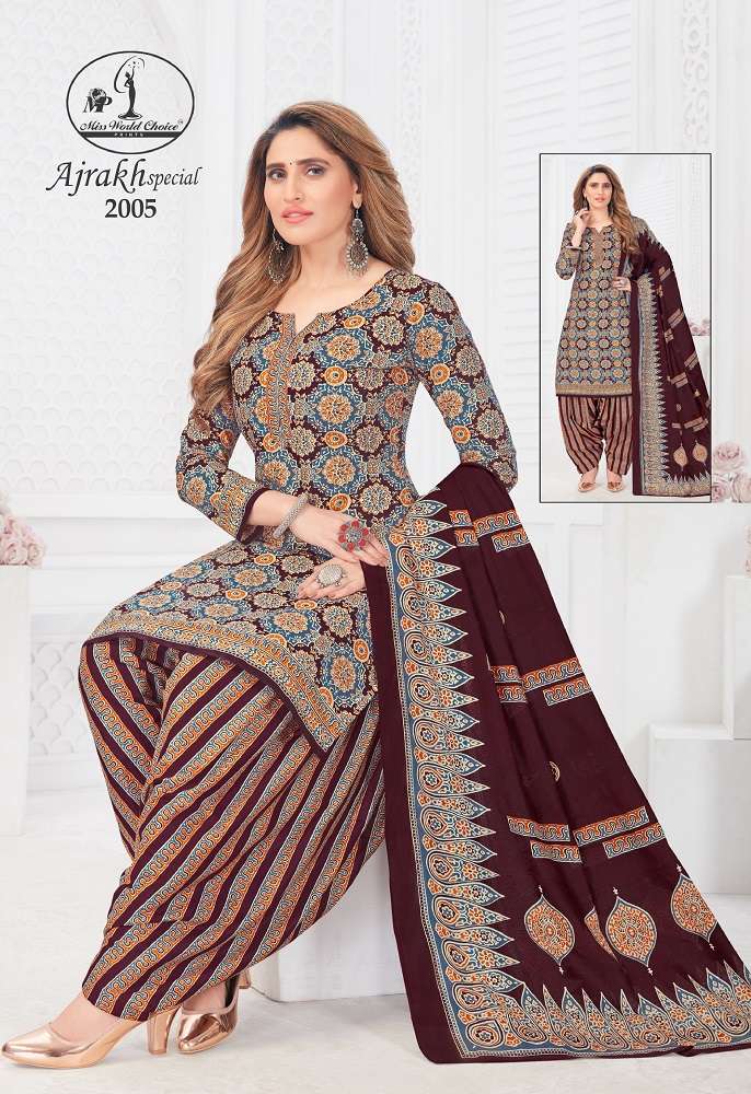 Miss World Ajrakh Special Vol-2 -Dress Material -Wholesale Catalog
