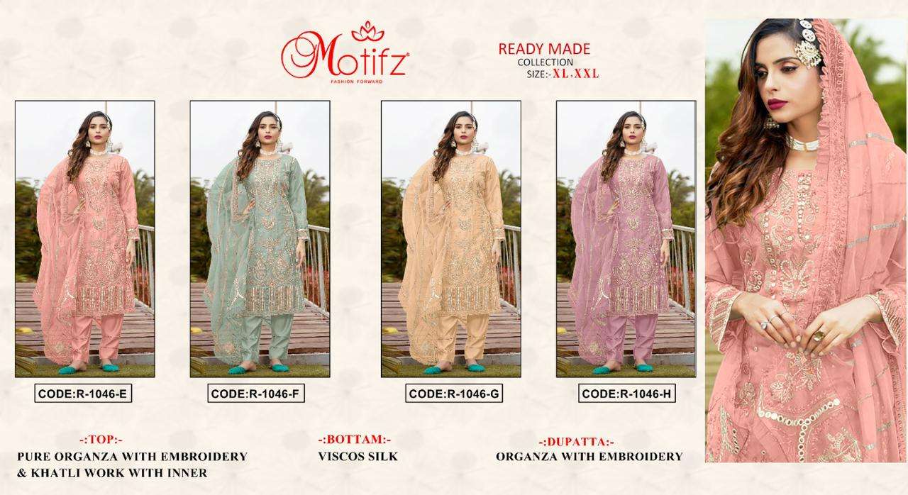 Motifz 1046 Pure orgnaza with embroidery & khalti work with inner Salwar Kameez Wholesale catalog