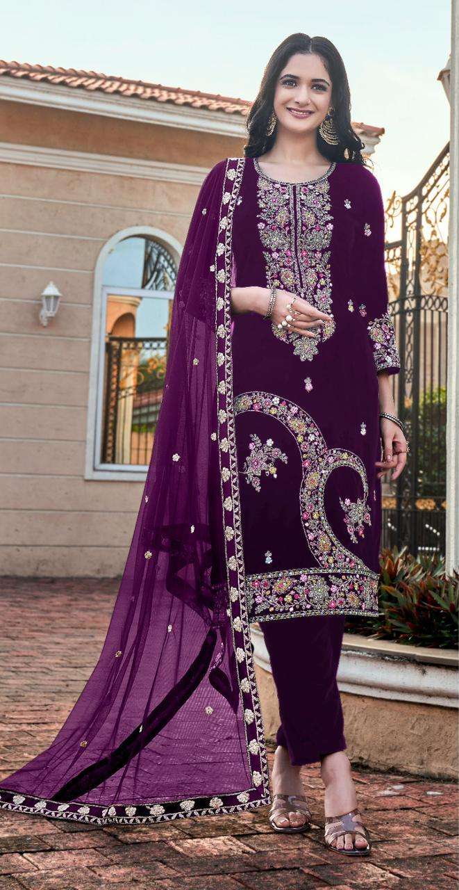 Motifz 2023 velvet with embroidery Salwar Kameez Wholesale catalog