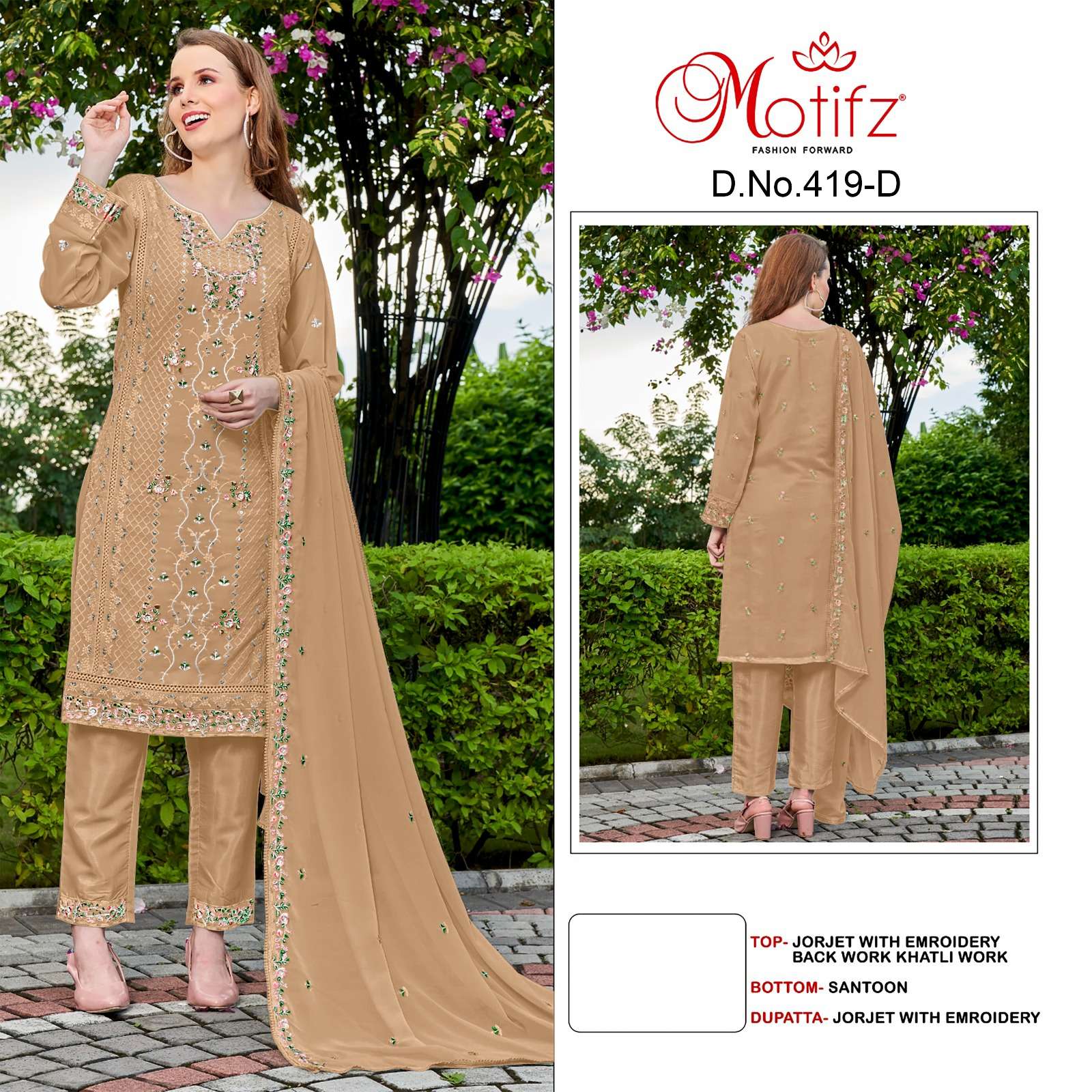 Motifz 419 A To D Georgette Pakistani Salwar Kameez Wholesale catalog