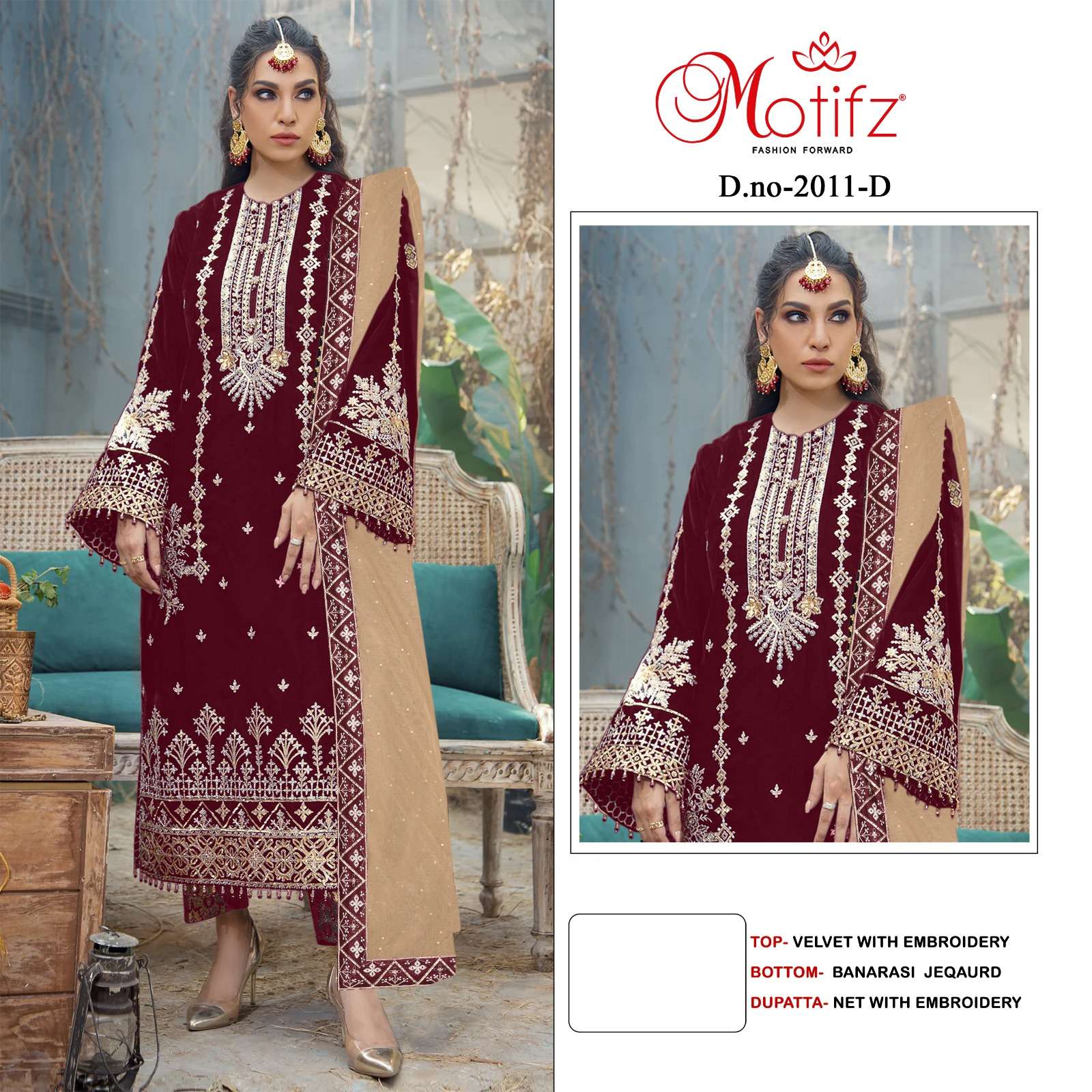 Motifz Design no-2011 velvet with embroidery  Salwar Kameez Wholesale catalog