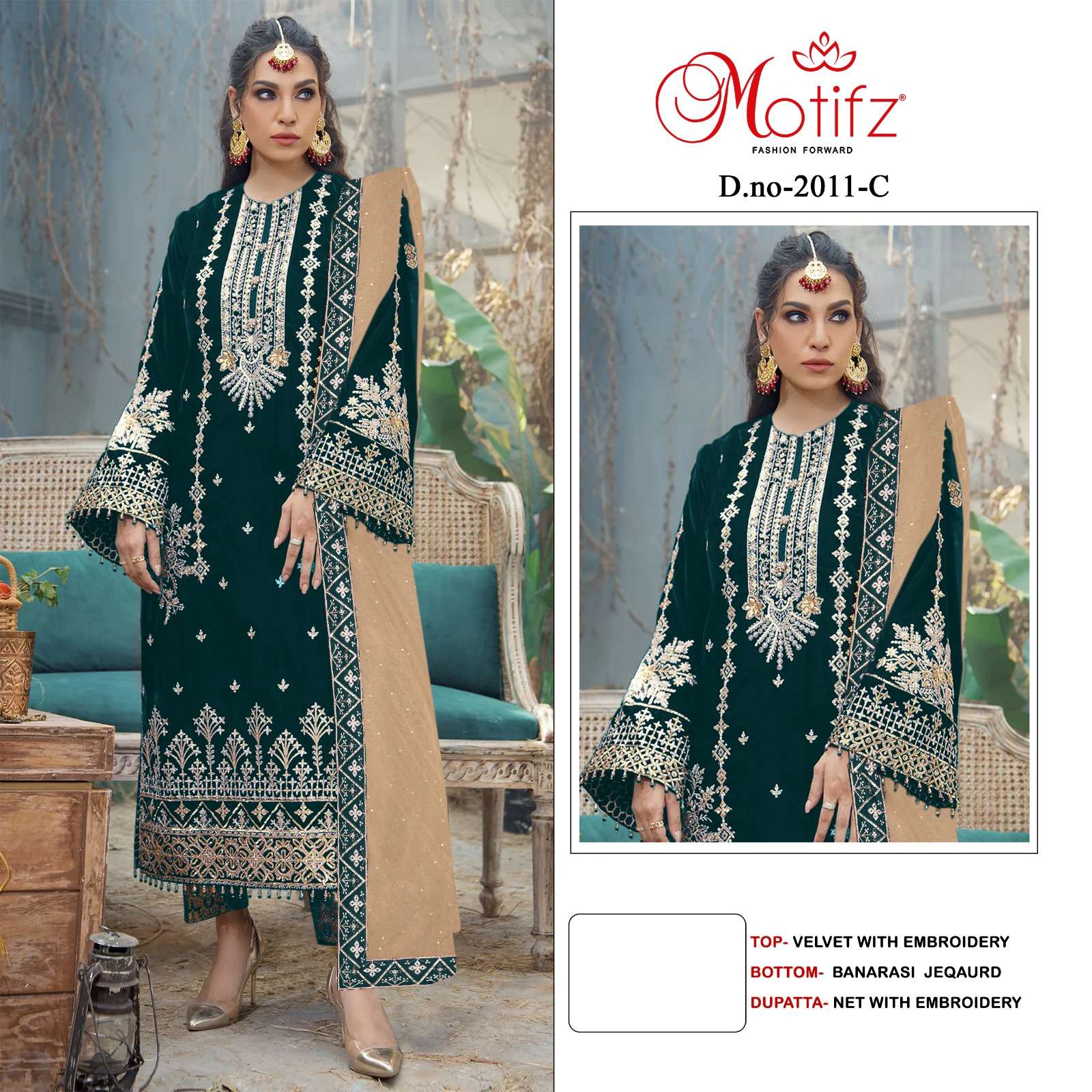 Motifz Design no-2011 velvet with embroidery  Salwar Kameez Wholesale catalog