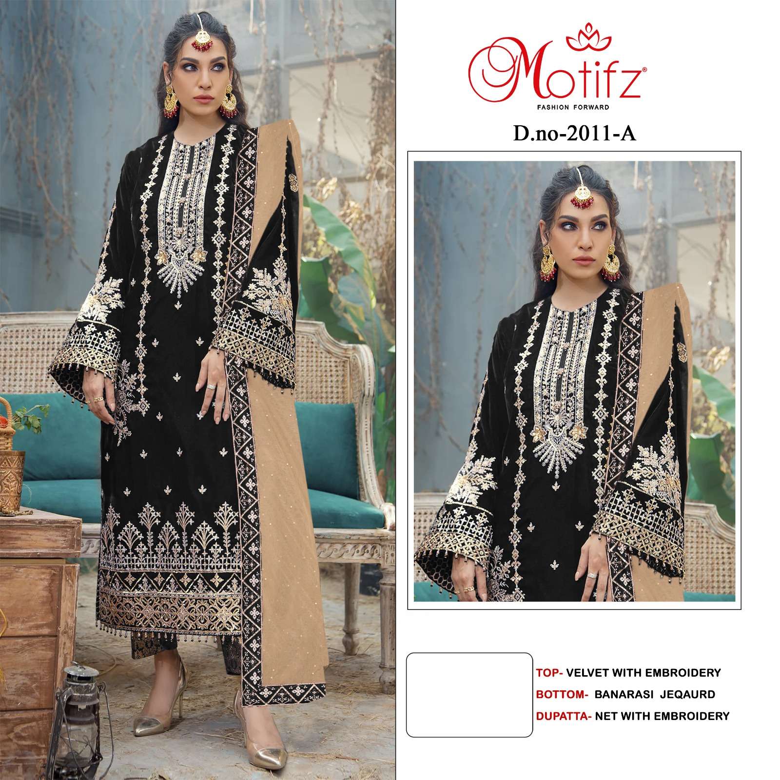 Motifz Design no-2011 velvet with embroidery  Salwar Kameez Wholesale catalog