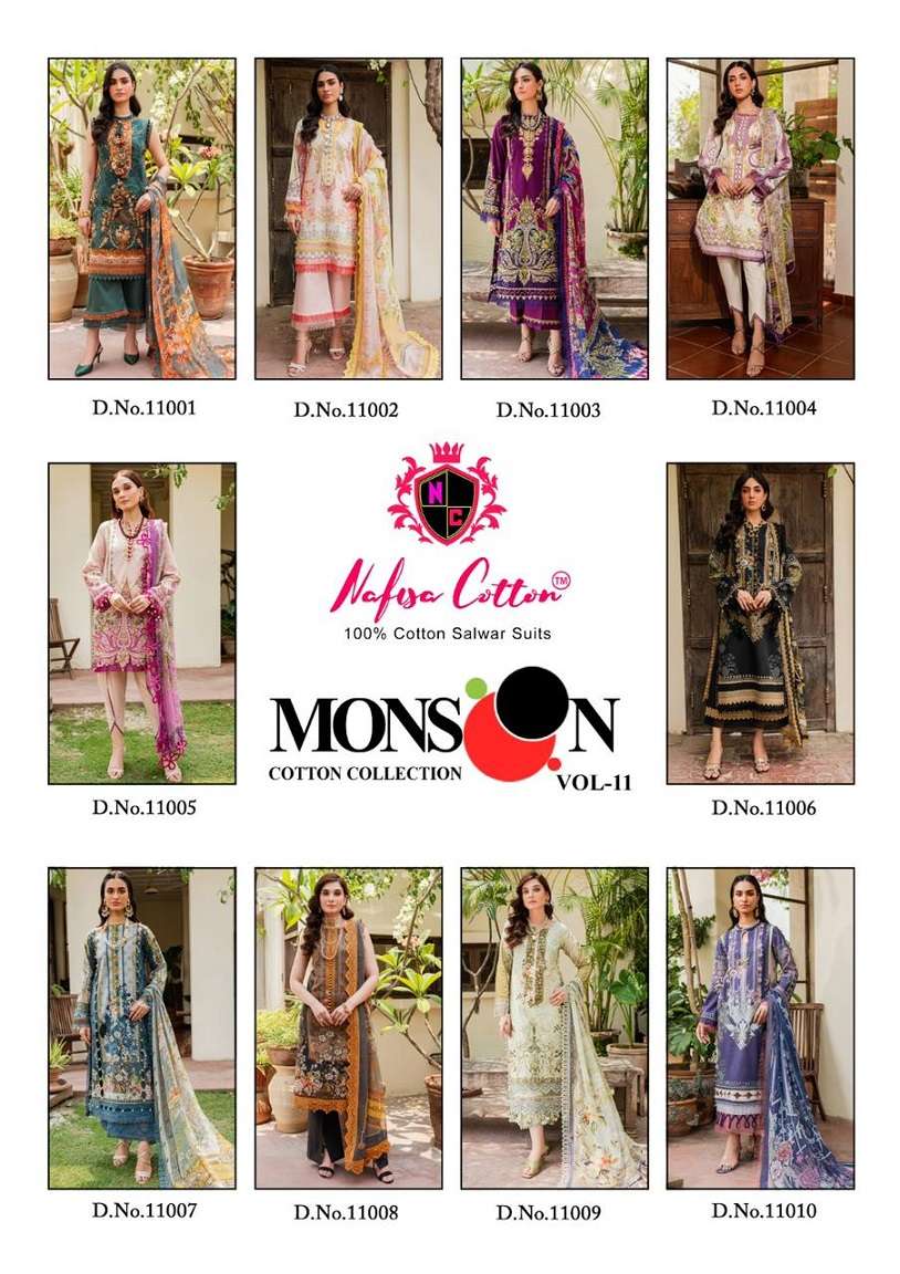 Nafisa Monsoon Vol-11 – Dress Material - Wholesale Catalog