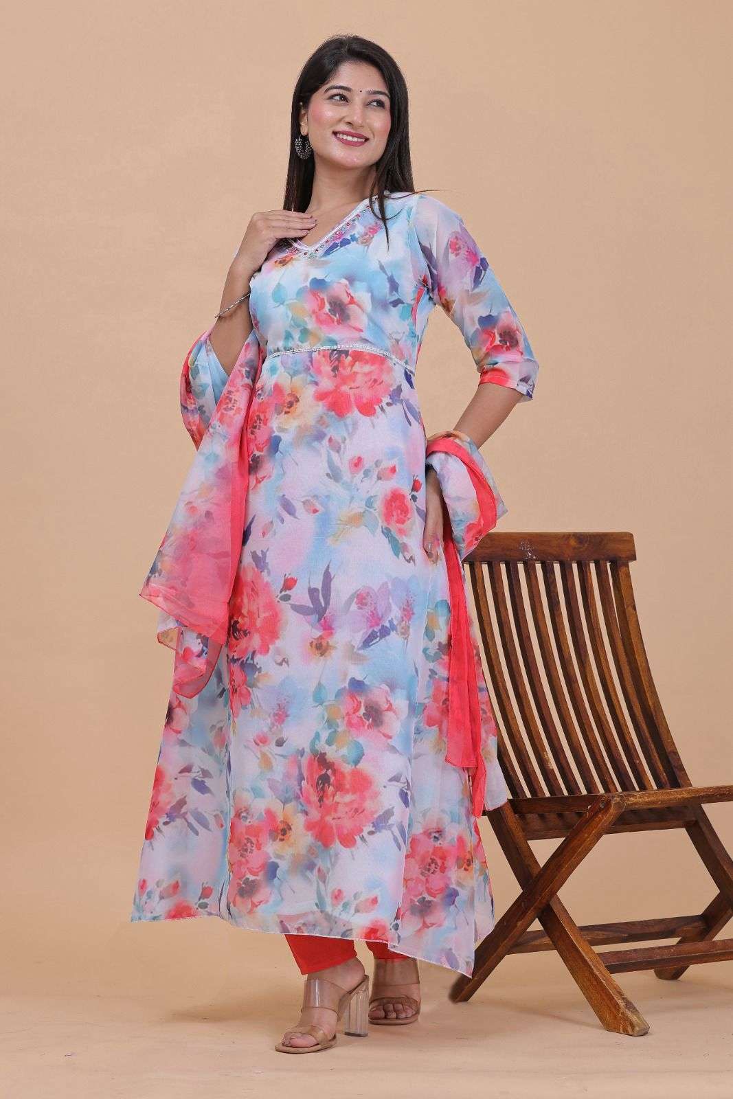 ORGANZA DIGITAL ANARKALI 3 Pc Kurti Wholesale catalog