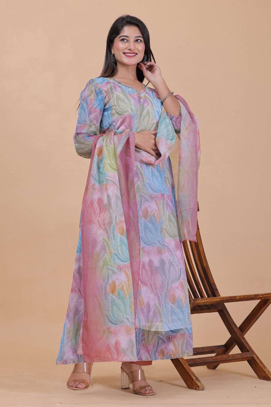 ORGANZA DIGITAL ANARKALI 3 Pc Kurti Wholesale catalog